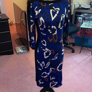 Joseph Ribkoff Abstract Blue and Black Dress